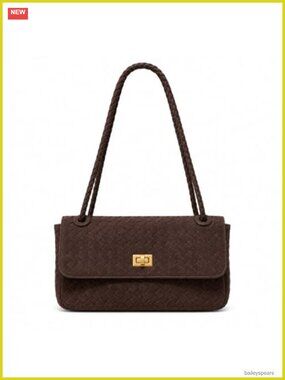 Woven Faux Suede Shoulder Bag Convertible Crossbody Hobo Purse